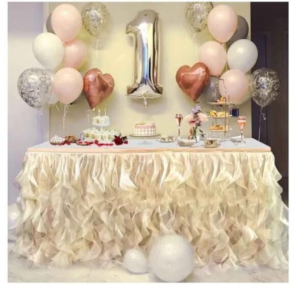 Other - CHAMPAGNE COLORED TABLE SKIRT | Ruffle and Glitter